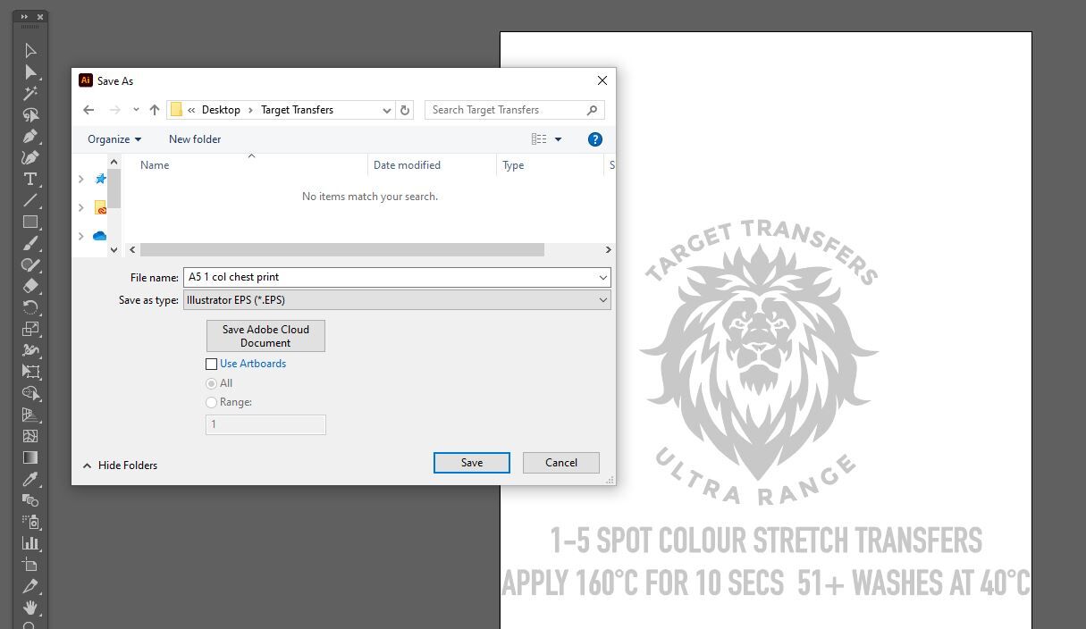 How to save artwork for custom transfers